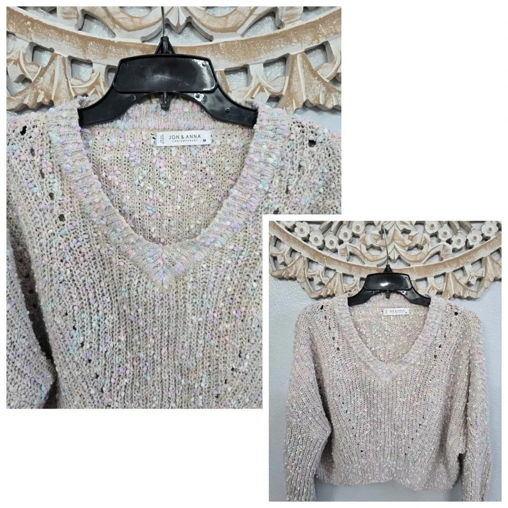 Jon & Anna Contemporary Pastel Confetti Popcorn Sweater